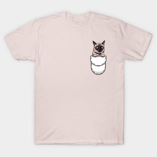 Funny Siamese Pocket Cat T-Shirt